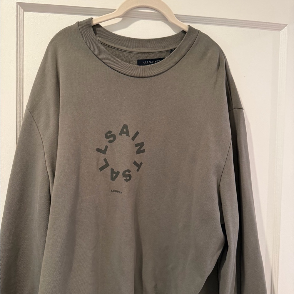 AllSaints Olive Logo Circular Sweatshirt
